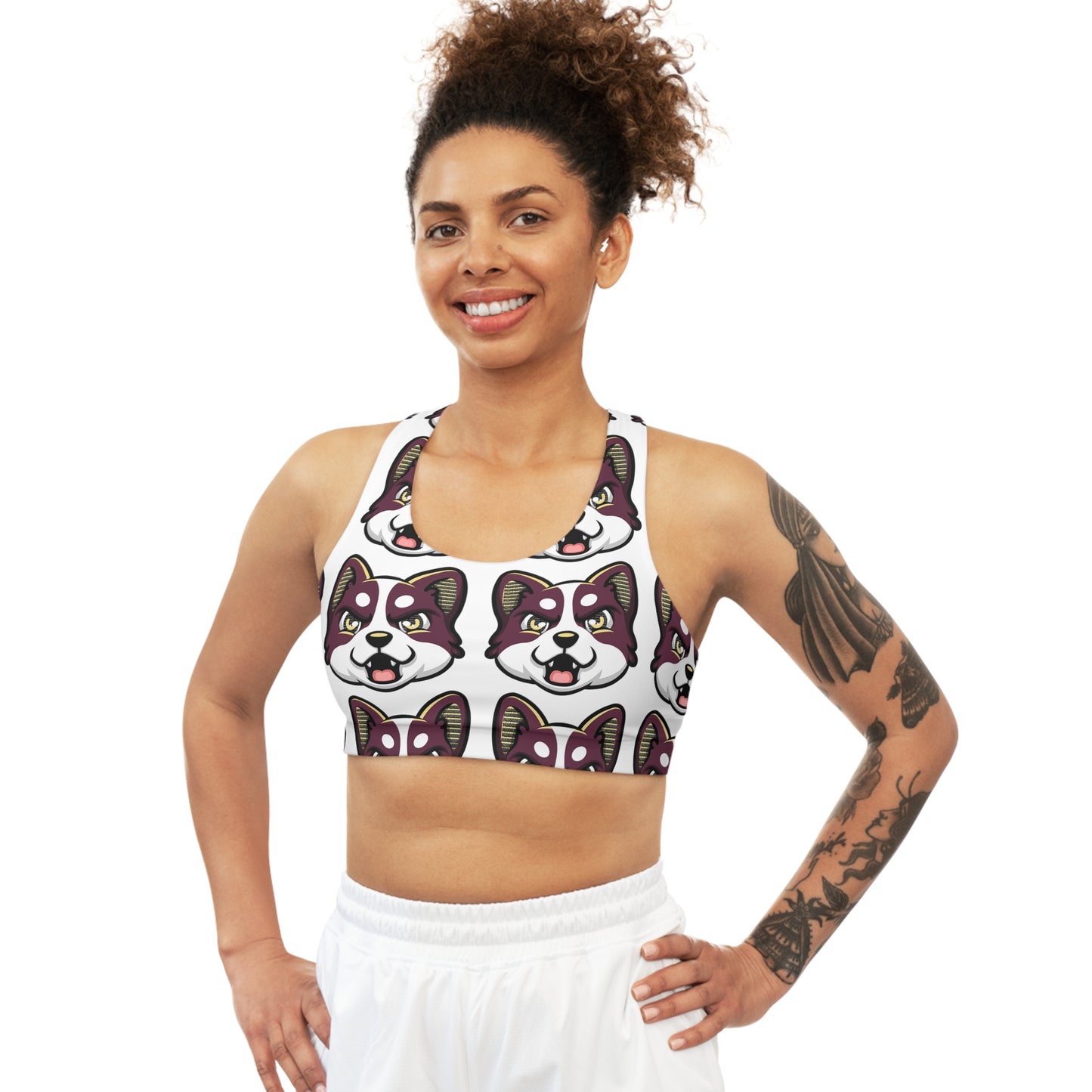 HBG ELEVEN ONE SPORTS BRA - WHITE/MAROON