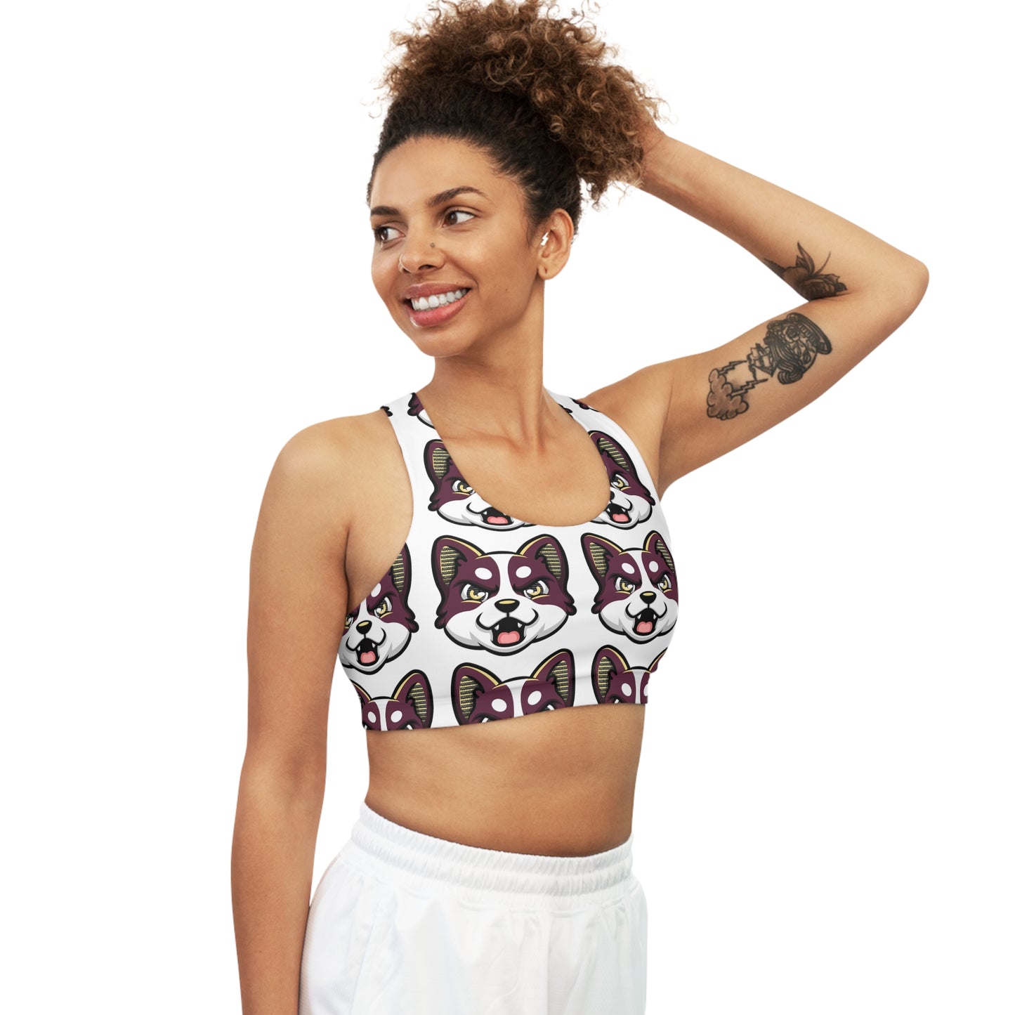 HBG ELEVEN ONE SPORTS BRA - WHITE/MAROON