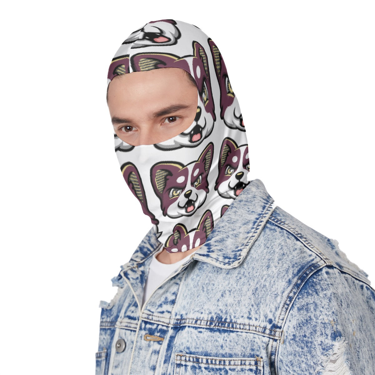 HBG ELEVEN ONE SKI MASK - WHITE/MAROON