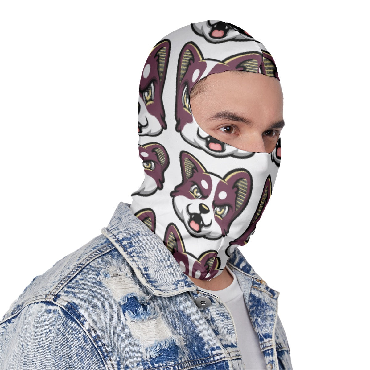HBG ELEVEN ONE SKI MASK - WHITE/MAROON