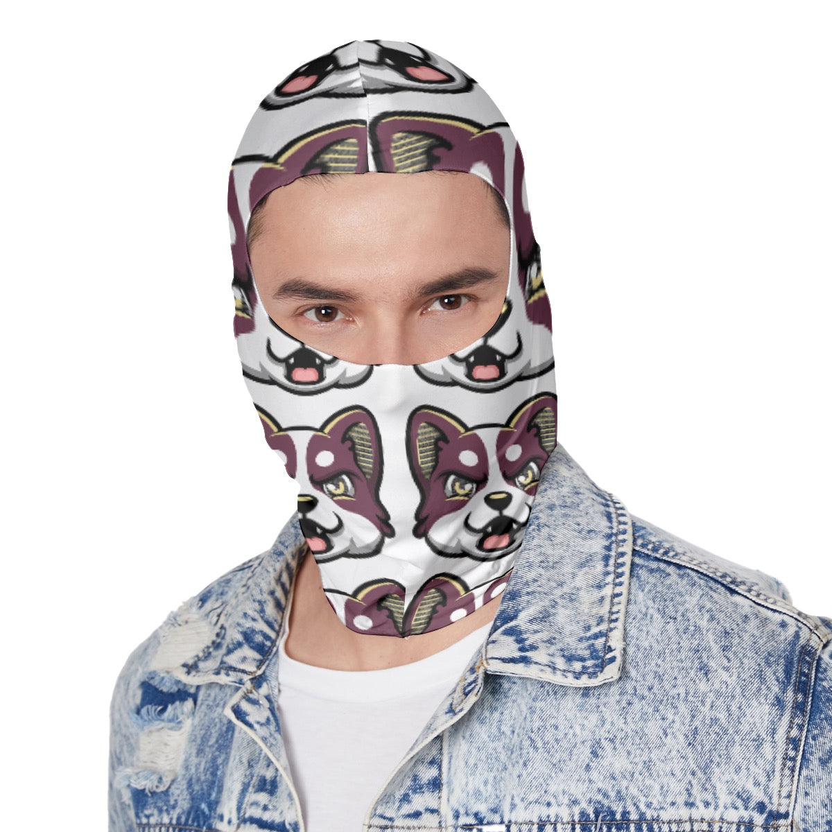 HBG ELEVEN ONE SKI MASK - WHITE/MAROON