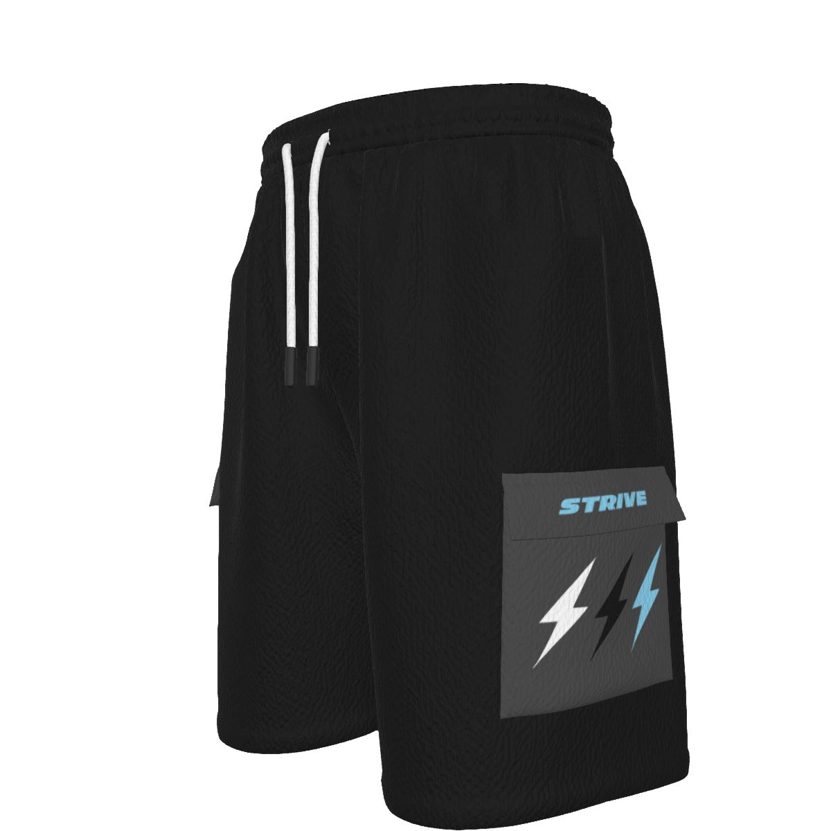 HBG STRIVE 3 BOLTS CARGO SHORTS - WHITE, BLACK, SKY BLUE - BLACK