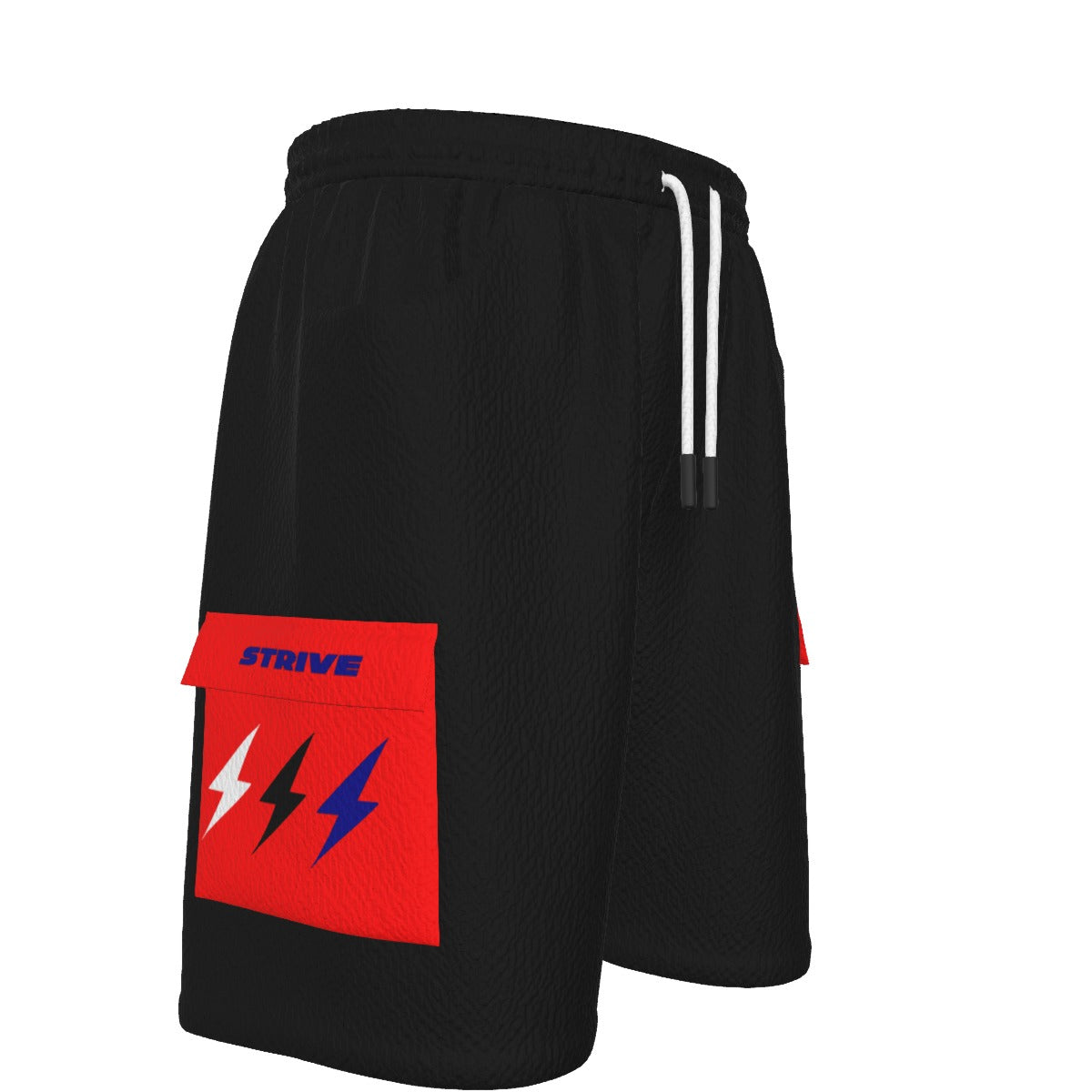 HBG STRIVE 3 BOLTS CARGO SHORTS - WHITE, BLACK, BLUE - BLACK