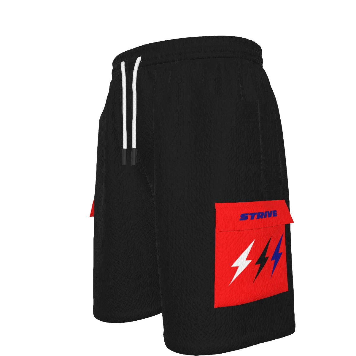 HBG STRIVE 3 BOLTS CARGO SHORTS - WHITE, BLACK, BLUE - BLACK