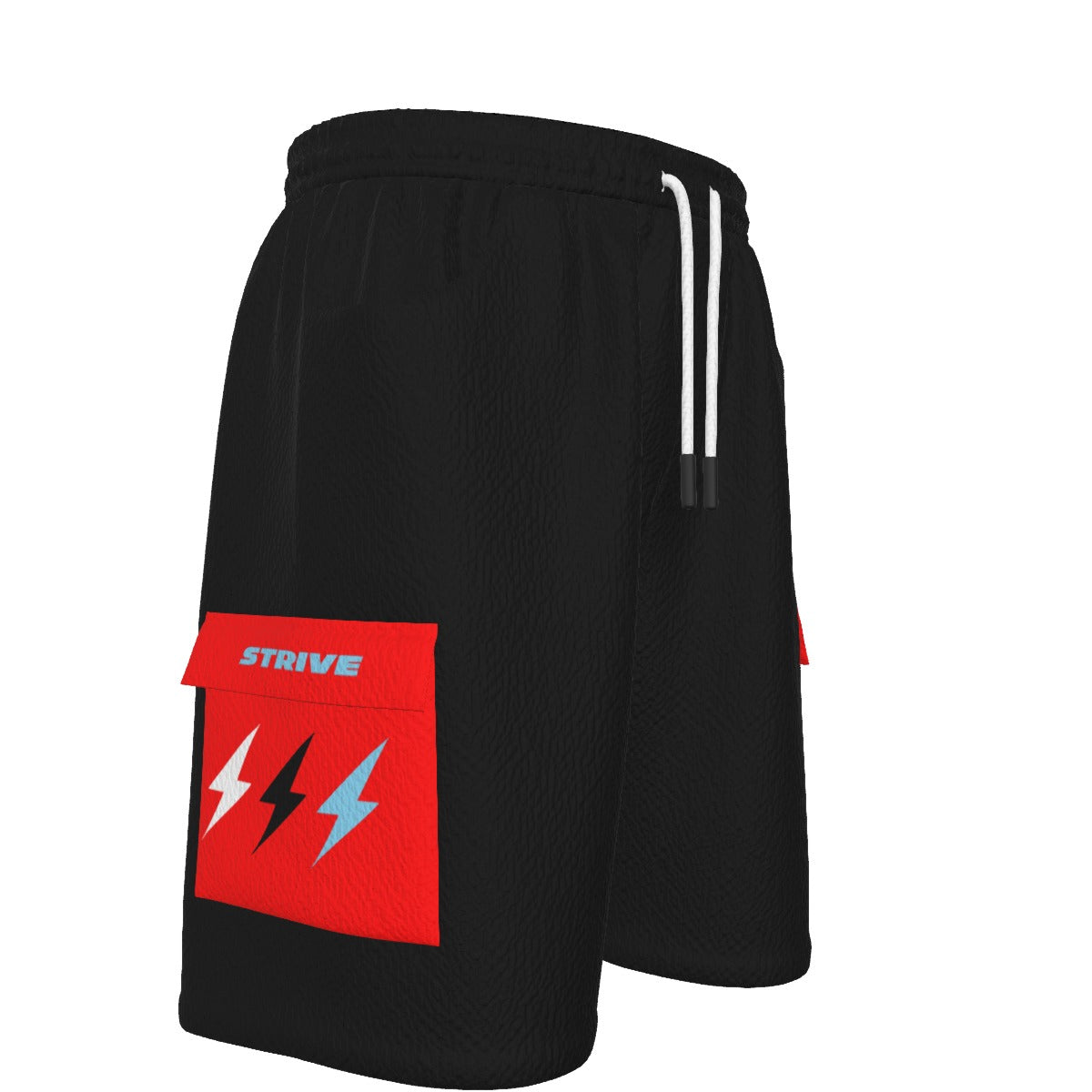 HBG STRIVE 3 BOLTS CARGO SHORTS - WHITE, BLACK, SKY BLUE - BLACK