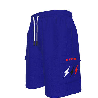 HBG STRIVE 3 BOLTS CARGO SHORTS - WHITE, BLACK, RED