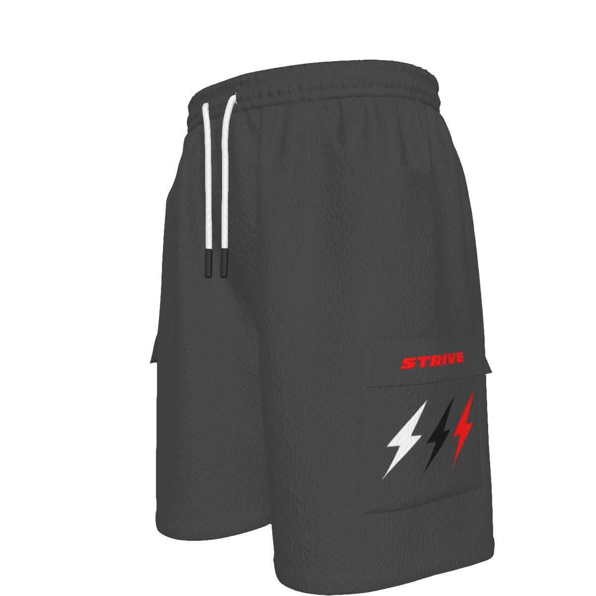 HBG STRIVE 3 BOLTS CARGO SHORTS - WHITE, BLACK, RED