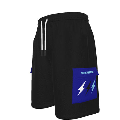 HBG STRIVE 3 BOLTS CARGO SHORTS - WHITE, BLACK, SKY BLUE - BLACK