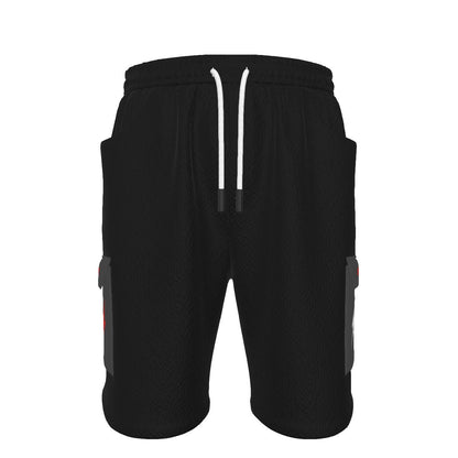 HBG STRIVE 3 BOLTS CARGO SHORTS - WHITE, BLACK, RED - BLACK